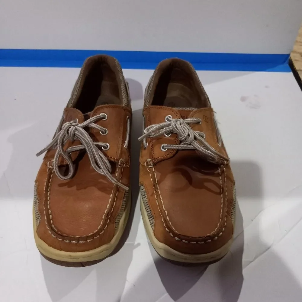 Magellan Outdoors Laguna Madre Tan Leather Boat Shoes Comfort